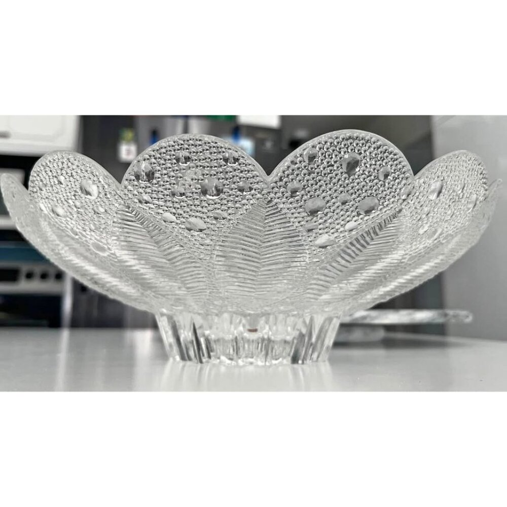 Vintage 1980s Lausitzer Germany Leaded 10” MEDIA Crystal Footed Bowls-Set of 2